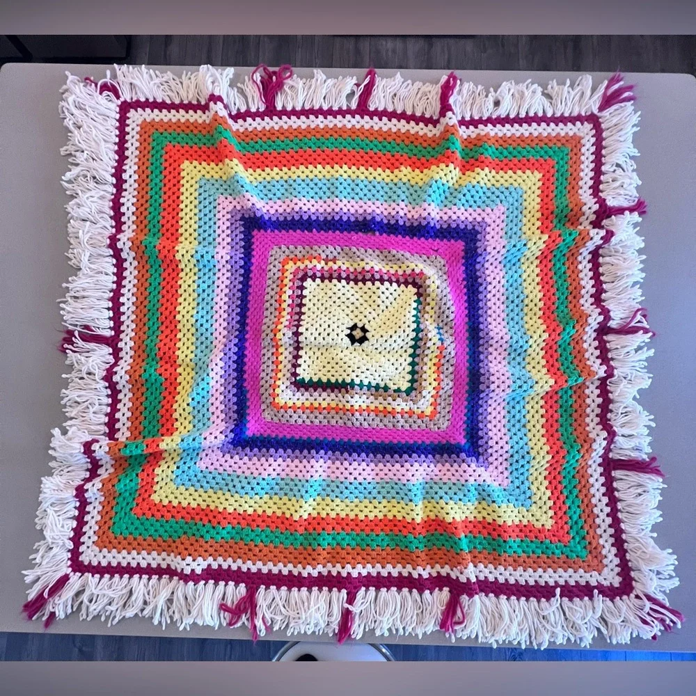 Handmade crochet afghan, throw, or lap blanket Approximately 57”x57”
